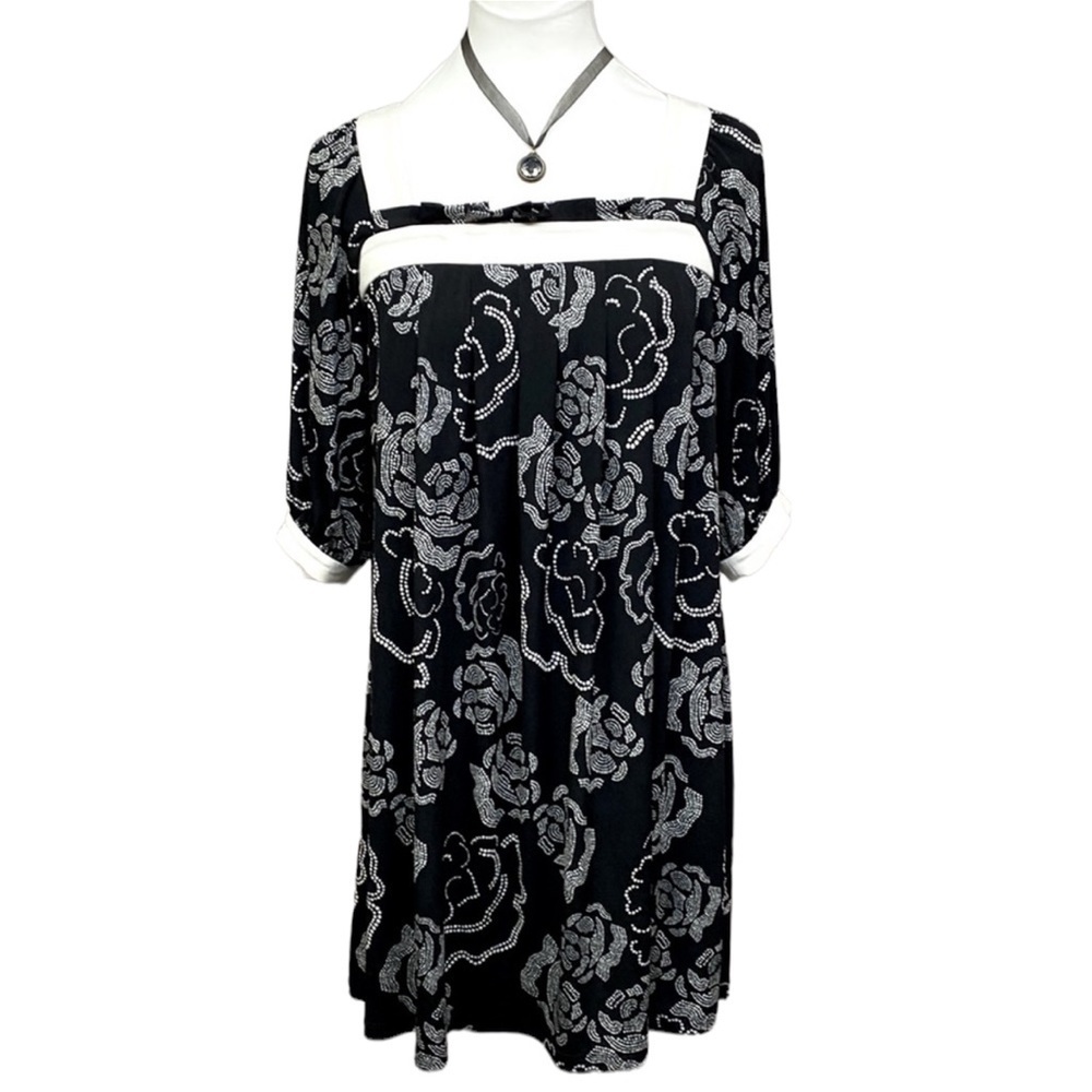 BCBG Paris Black & White Babydoll Dress